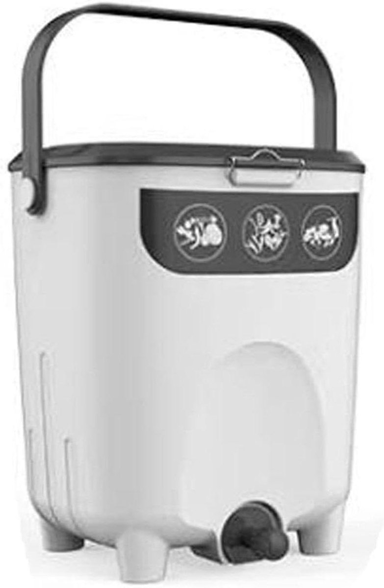 Compostemmer Bokashi - Compostbak Keuken - Voedselafval Verwerken - Geurarm Composteringsproces - 10 Liter - Wit