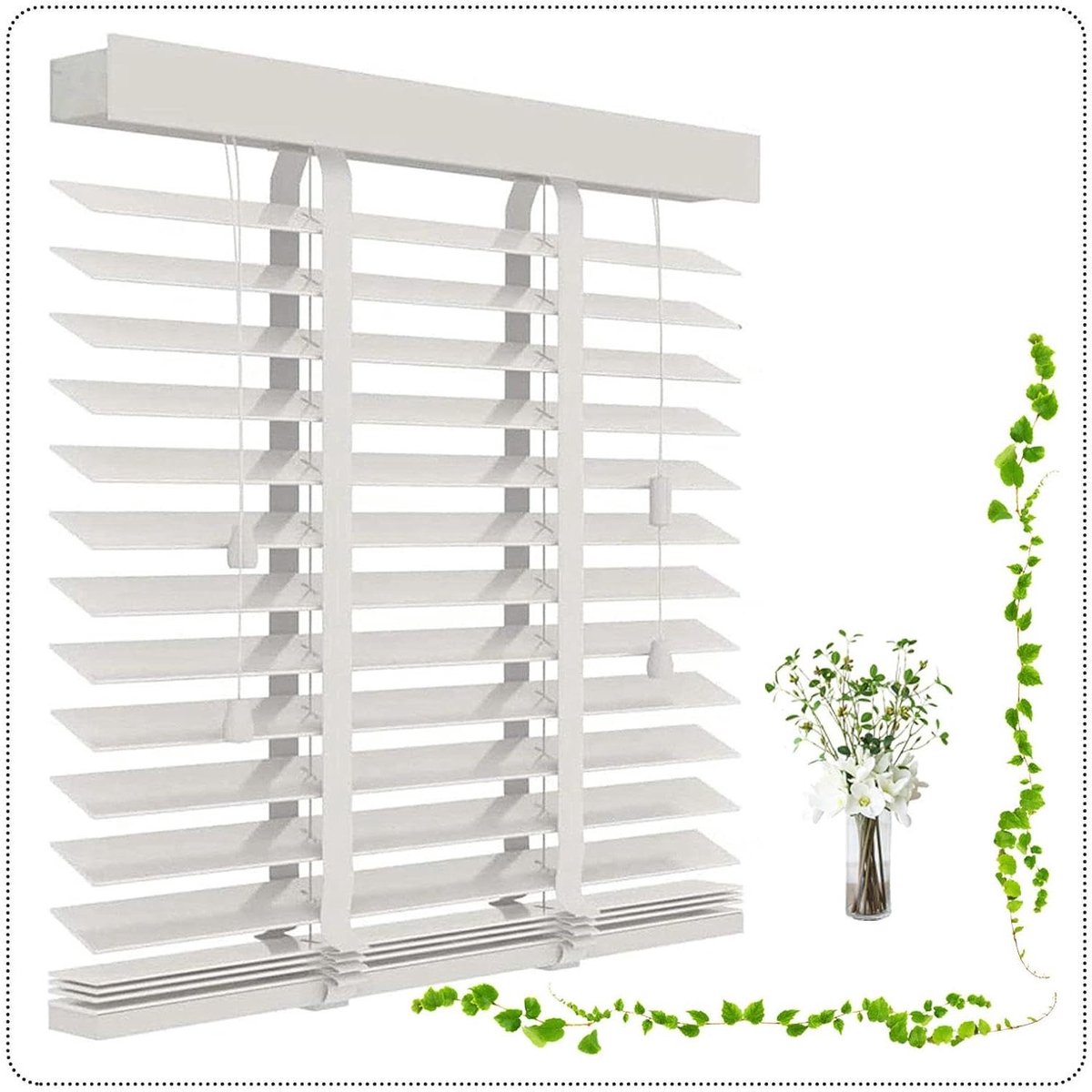 Horizontale Jaloezieën - Houten Raambekleding - Privacy Creëren - Massief Hout - 90x160cm - Wit