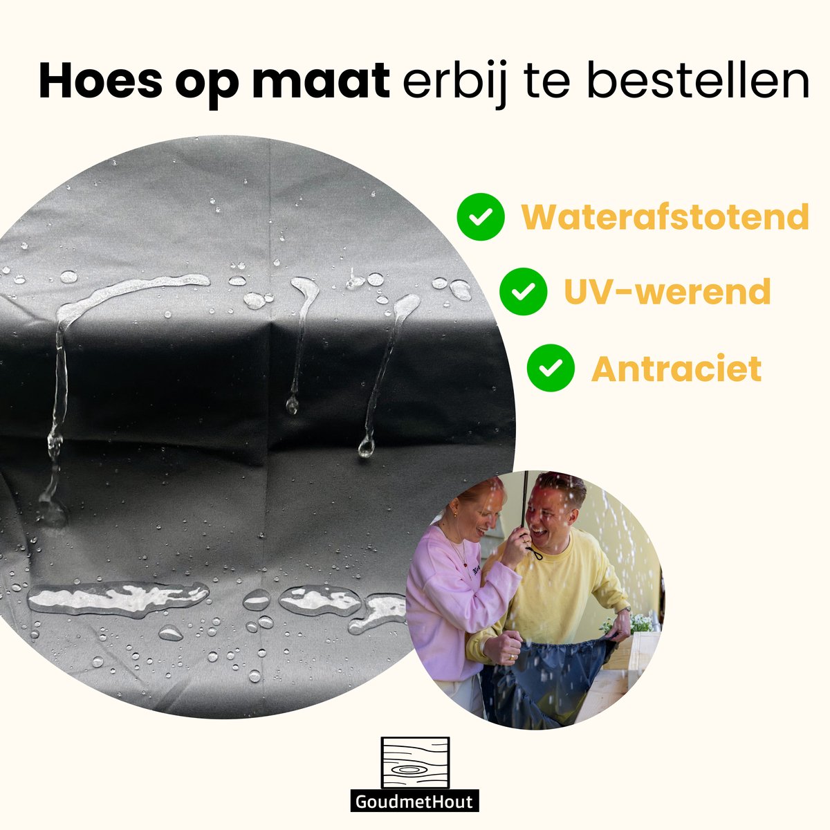 GoudmetHout® Balkontafel Hangend & Inklapbaar - 99 cm Hout - Inklapbare Balkonbar - Klap tafel Klein - Hangtafel Balkon Buiten - Relingdikte vanaf 9 t/m 14 cm - Bijzet tafeltje - Transparant Wash thumbnail 2