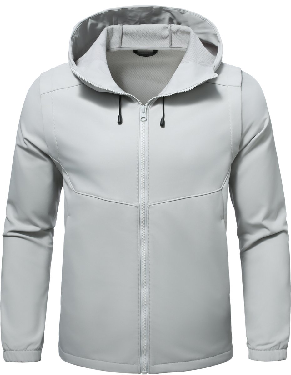YOUTHUP Heren Capuchon Outdoorjas Fleecevoering – Afneembare Mouwen S Grijs