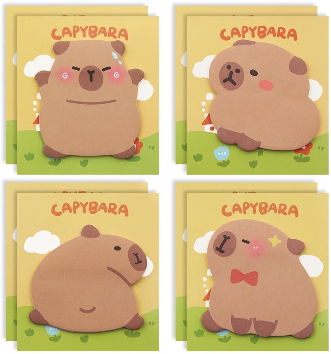 NTHProducts - Capybara Sticky Notes - Kawaii Notitieblokken - Emotionele steun - Bruin - Schattige Memo Papers - Perfect voor School en Kantoor