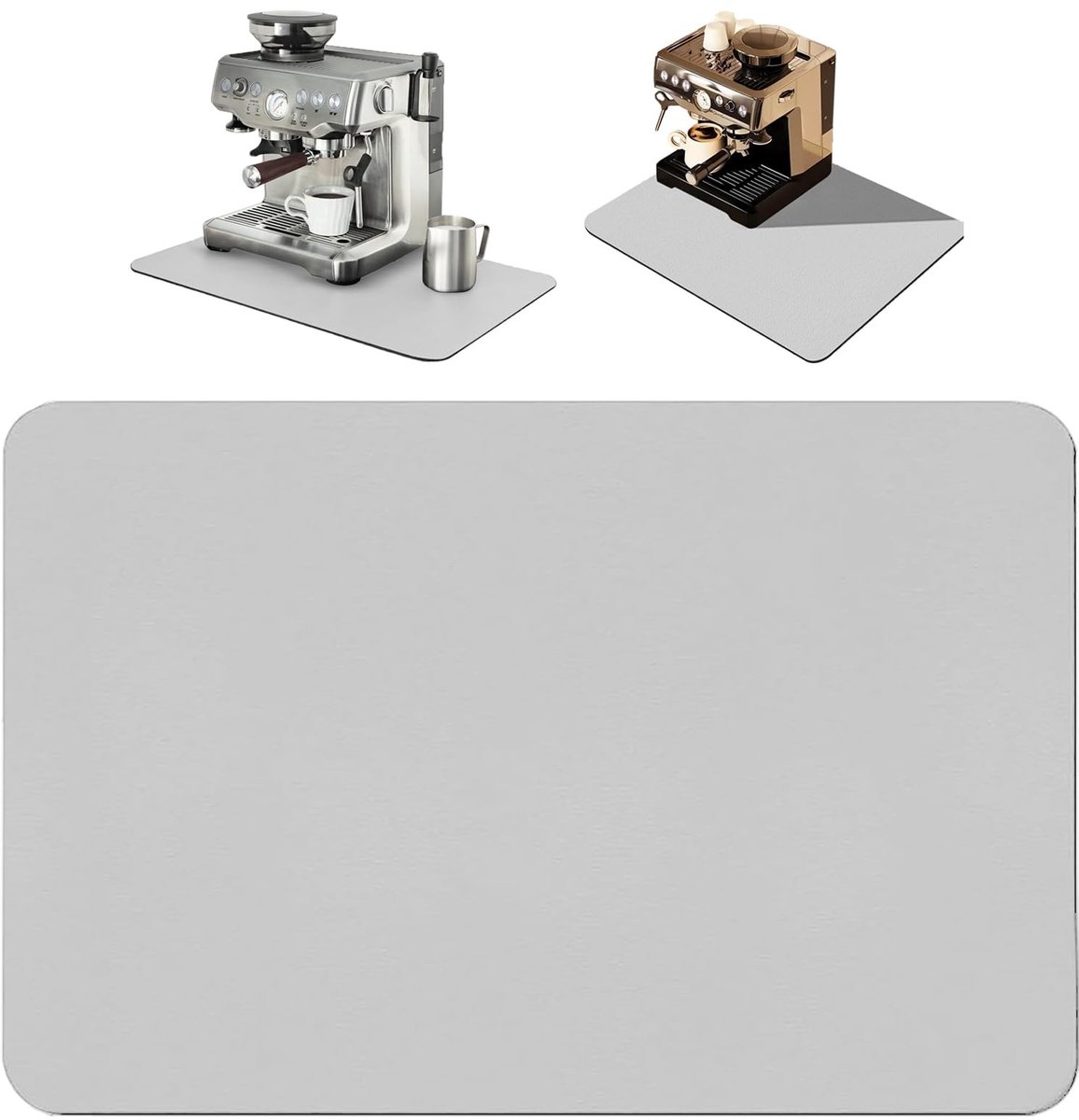 NTHProducts - Draining Mat - Absorberende afvoermat - 40 x 30 cm - Lichtgrijs - Voor koffiezetapparaten - Keukenaccessoire