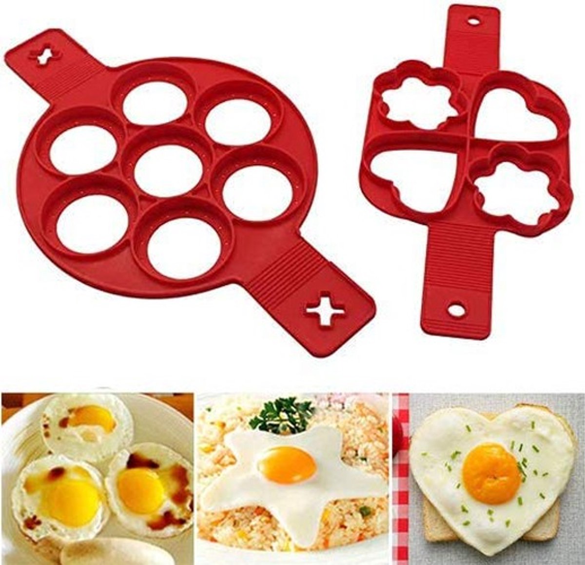 Siliconen Bakvormen voor Pannenkoeken, Eieren en Muffins (2 Stuks)