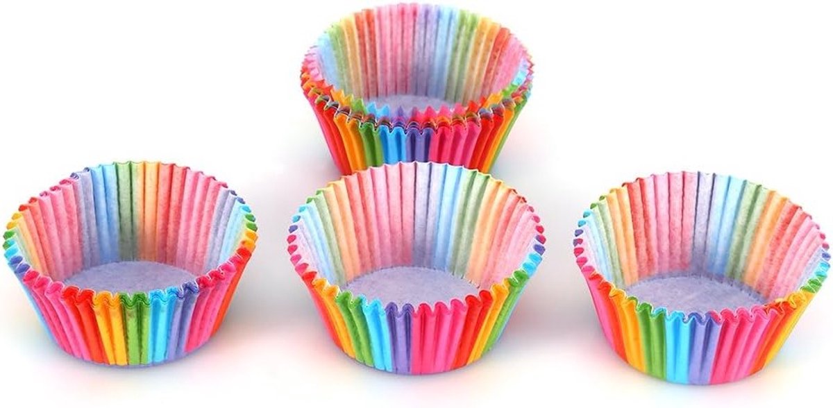 Kleurige cupcakevormpjes van 100 stuks, olie- en vetbestendig, perfect voor muffins en gebakdecoraties