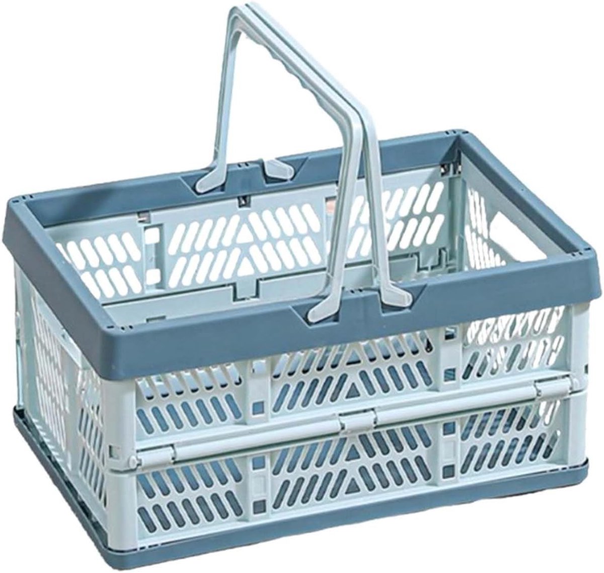 Vouwbare boodschappentas, draagbare opvouwbare mand, stapelbaar en ruimtebesparend, ideaal voor keuken, badkamer, kantoor en slaapkamer (Blauw)