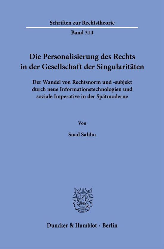 Schriften zur Rechtstheorie314- Die Personalisierung des Rec ... - cover