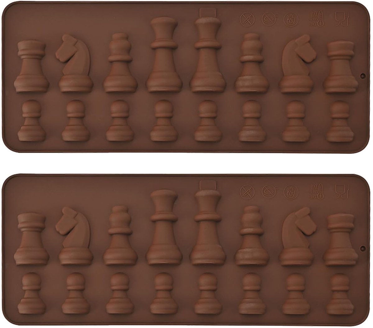 MTTProducts - Schaken chocolade mold - Creatieve silicone vorm - Bruin - Bakaccessoires - Geschikt voor chocolade en snoep - 2 stuks