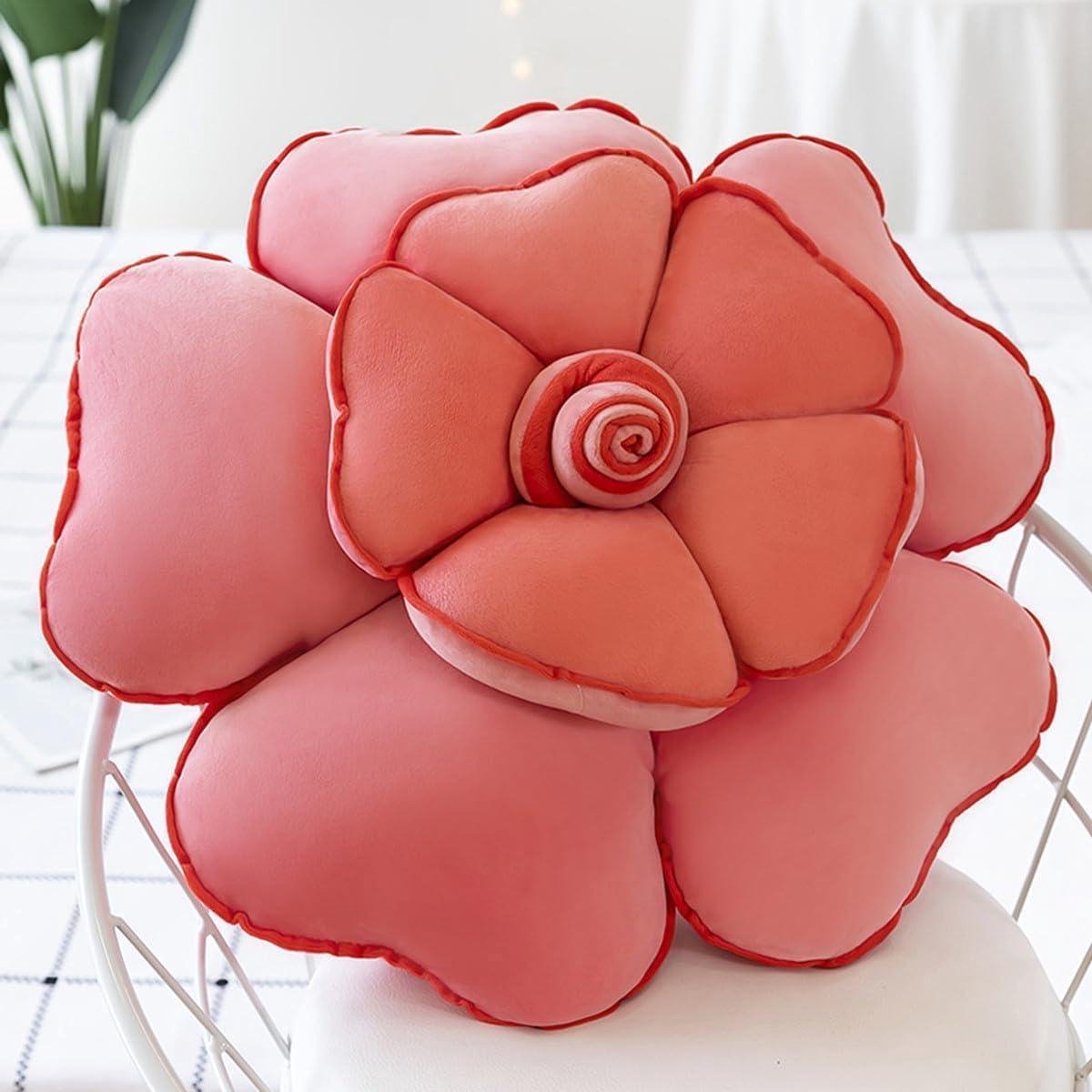 Rozenbloem Sierkussen - Bloemkussen Decoratief - Bank en Bed Decoratie - Handgemaakt Pluche Ontwerp - 498 cm - Roze