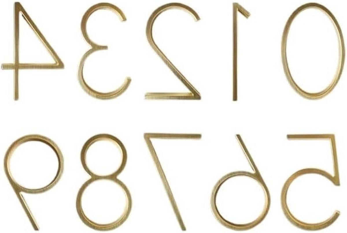 Huisnummer - Deurnummer Zwevend - Huis Identificatie - Zinklegering Materiaal - 12 cm - Goud