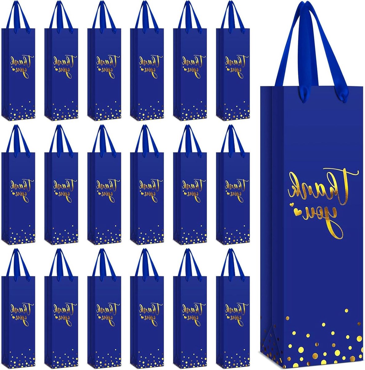 Wijn Fles Tassen - Cadeauhoezen - Flessen Presenteren - Goudfolie Opdruk - 30 Stuks - Koninklijk Blauw