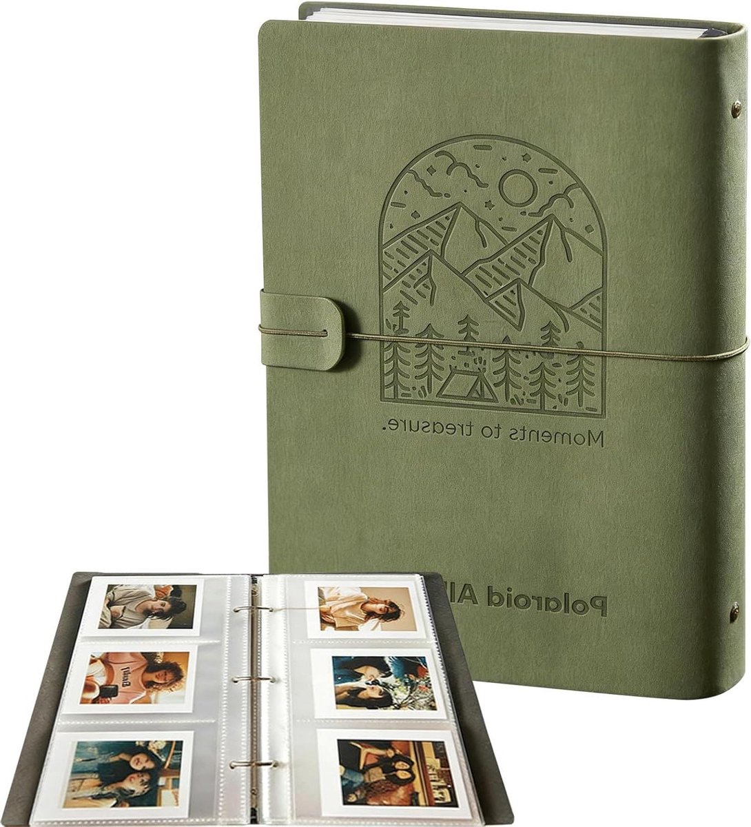 Fotoalbum Insteekalbum - Fotoboek PU-leer - Foto's Opbergen - 180 Foto's Capaciteit - 3 Inch Formaat - Groen