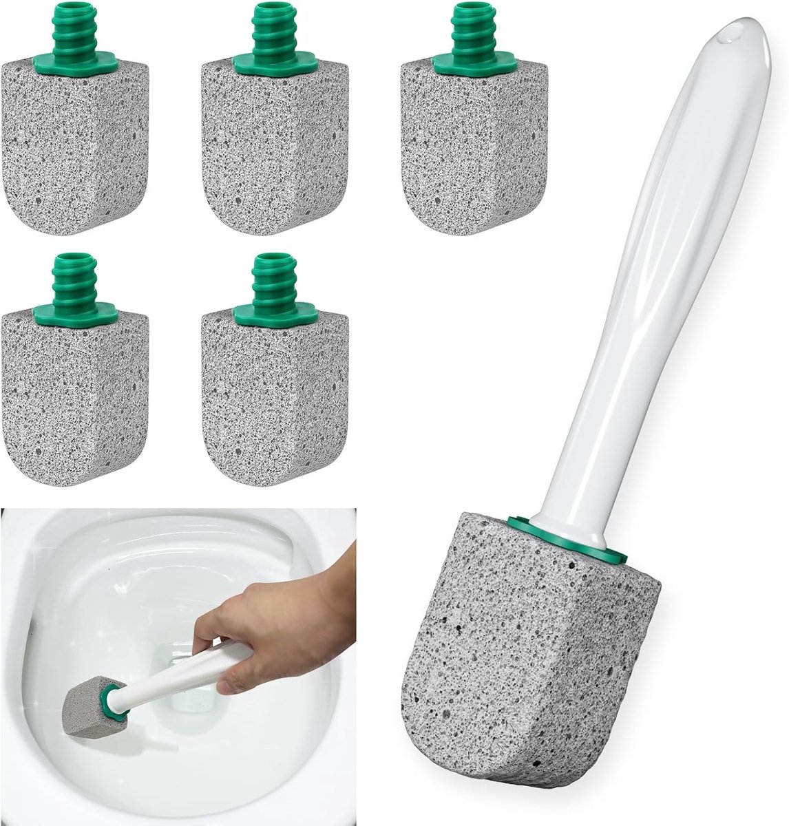 Puimsteen voor WC - 5 stuks puimsteen voor toilet - Vervangbaar - Pumice Stick - Kalkaanslag Verwijderaar - met Handvat