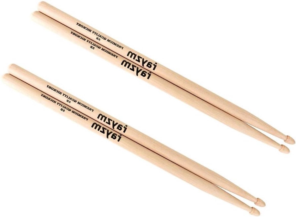 Drumstokken 7A van solide Amerikaans hickory met houten tip - 2 paar voor drummers, 5B