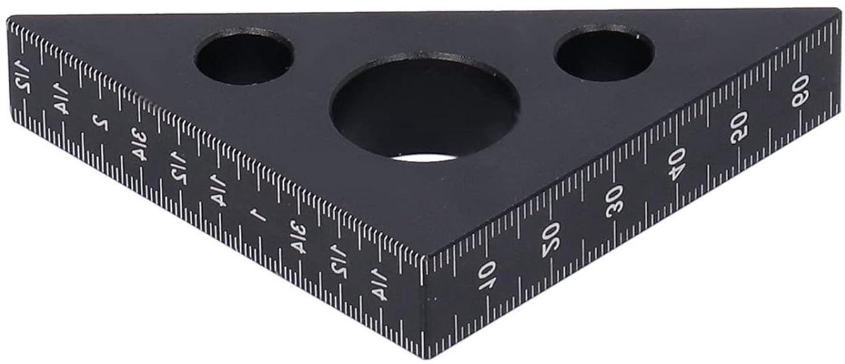 Driehoeksliniaal Houtbewerking - Hoekliniaal Meetinstrument - Nauwkeurig Markeren - Oxidatiebestendige Aluminiumlegering - 15 mm dik - Zwart