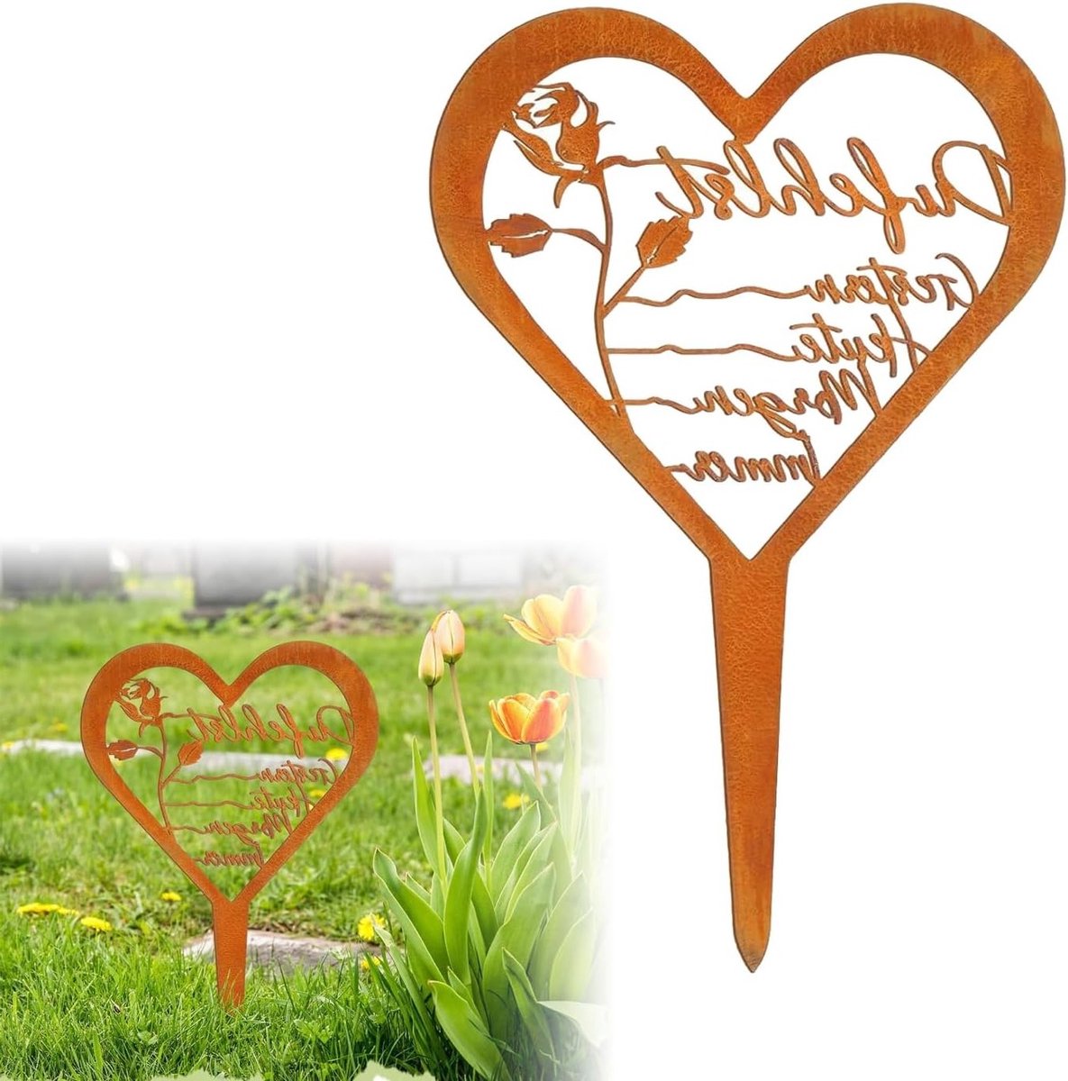 Weerbestendige Tuindecoratie voor Graven, Hartvormige Herinneringsdecoratie, Duurzame Begraafplaats Versiering voor Courtyards en Buitenruimtes
