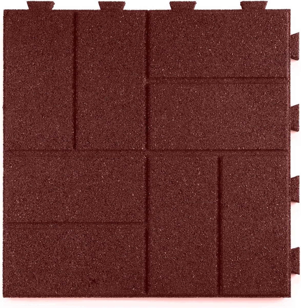 Playsafer Bakstenen rubberen tegels | 16 x 16 | Eenvoudige installatie voor binnen en buiten (rood, 10 tegels)