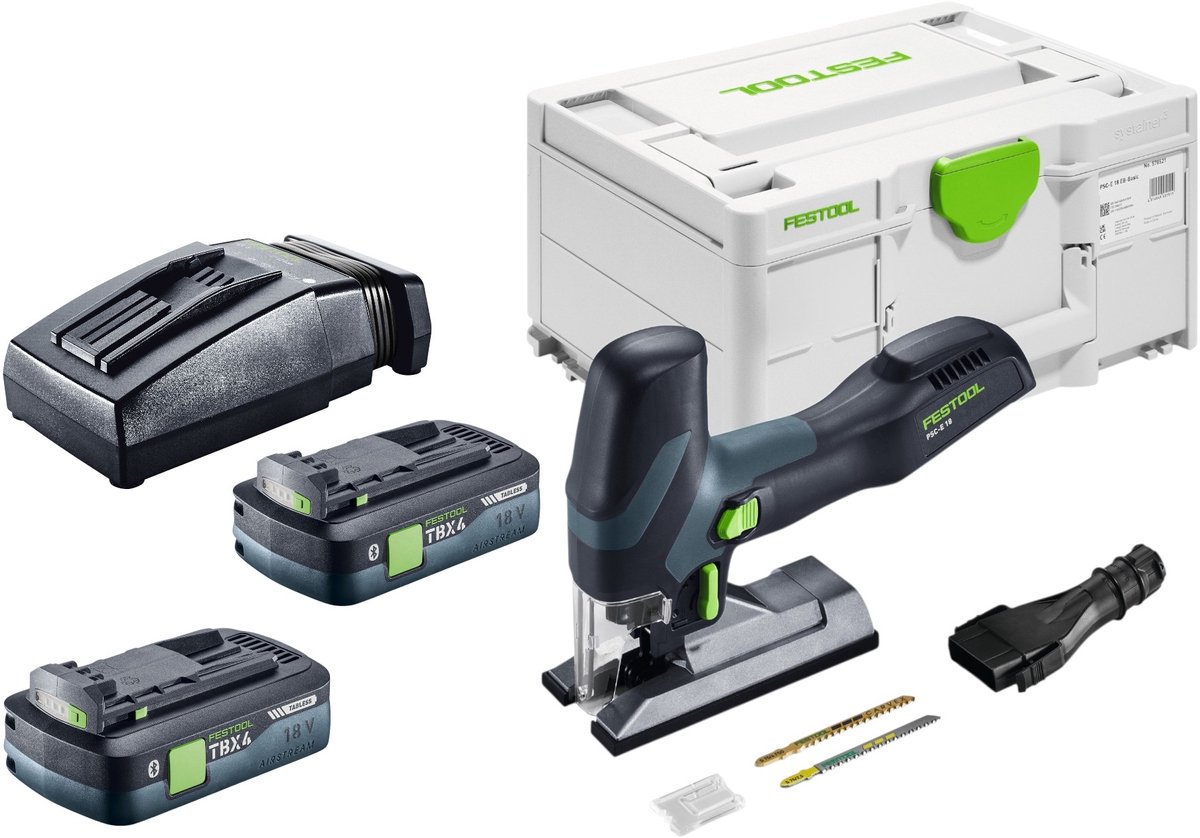 Festool PSC-E 18 EB-Basic accu pendelzaag 18 V 40 mm + 2x accu 4,0 Ah + oplader + Systainer