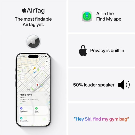 Apple AirTag - 2e génération (2026) - 4 pièces