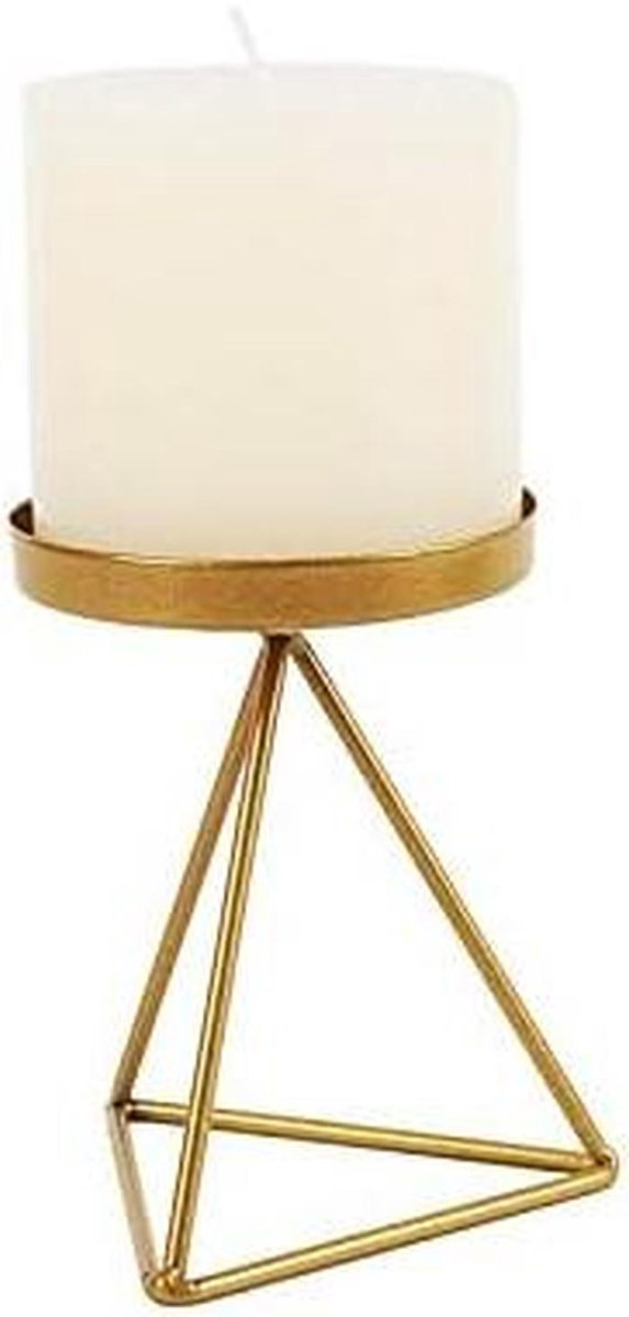 Kaarsenstandaard IJzer - Geometric Decor - Sfeervolle Decoratie - Stabiel Rond Gat - Groot Formaat - Goud