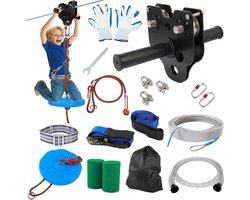 Zipline Kit - Kabelbaan Speelgoed - Buiten Spelen - Verstelbare Veiligheid - 181 kg Capaciteit - Blauw