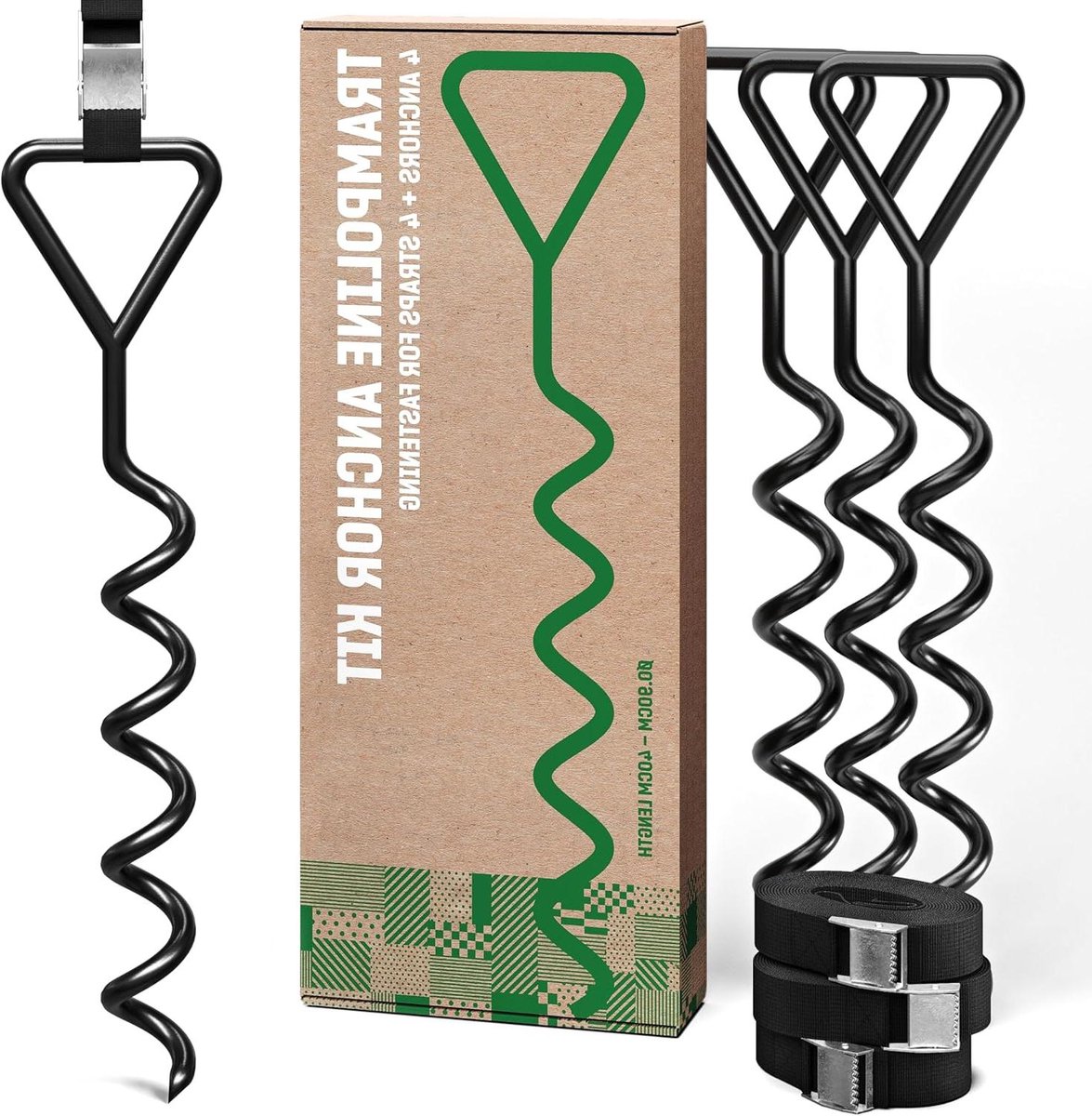 Trampoline Ankers - Grondpennen Set - Veilige Speeltuin - Roestvrij Staal - 40 cm Lengte - Zwart