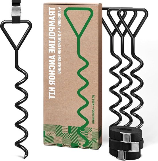 Trampoline Ankers - Grondpennen Set - Veilige Speeltuin - Roestvrij Staal - 40 cm Lengte - Zwart
