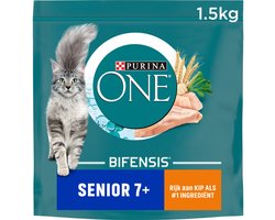 Purina ONE Kattenvoer Droog Senior Kip - Volkoren Granen - 4 x 1,5 kg - Voordeelverpakking