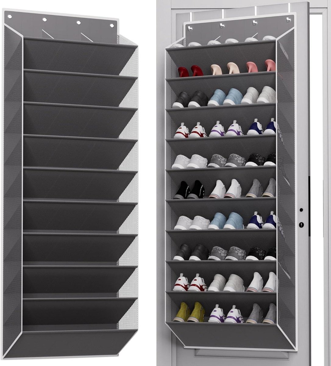 Deur Organizer - Schoenenhouder - Ruimte Besparen - Hangende Plank - Trapezium Vorm - Grijs