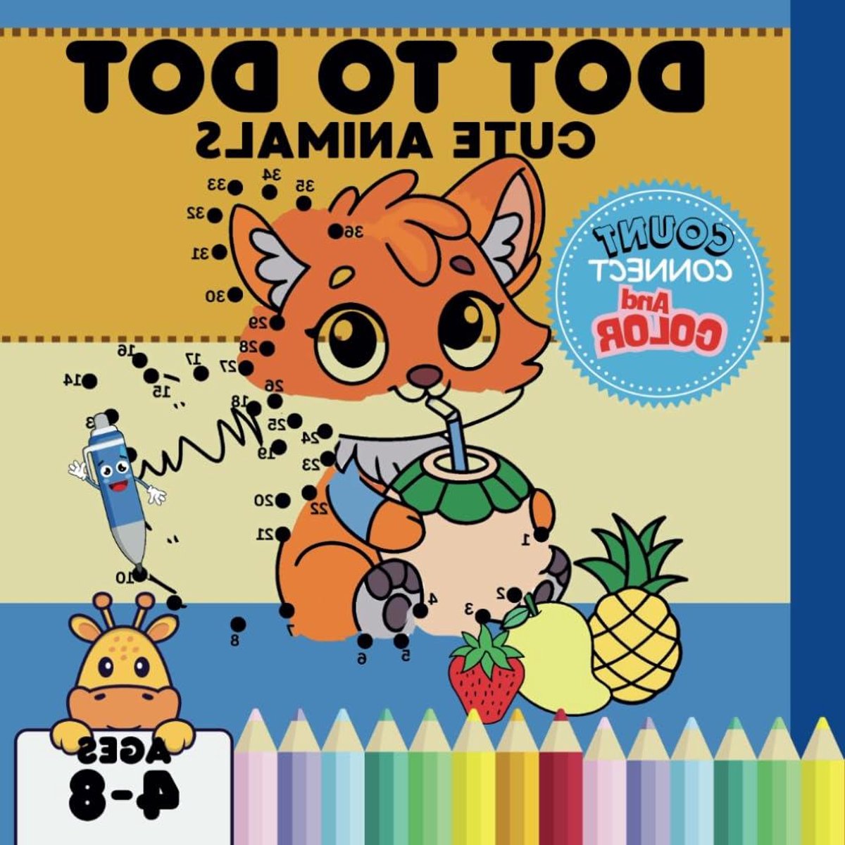 Dot to Dot Dierenboek - Puzzelboek Kinderen - Creatieve Ontspanning - 50 Schattige Puzzels - 21.59 x 21.59 cm