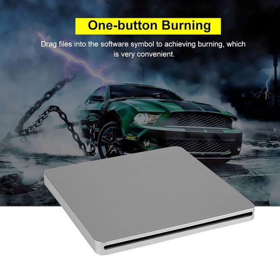 Externe DVD Brander - Draagbare Drive - Bestanden Archiveren - Stille Werking - 20 x 17 x 3 cm - Zwart — afbeelding 4