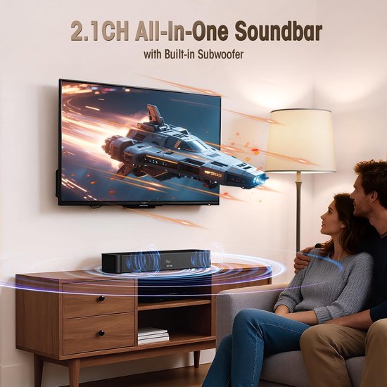 Compacte Soundbar - Tv Geluidssysteem - Home Entertainment - Ingebouwde Subwoofer - 165 Inch - Zwart van Merkloos — afbeelding 3