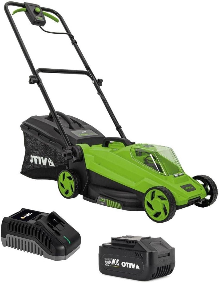 Draadloze Grasmaaier - Accu Grasmaaier - Gazon Onderhoud - Compact Ontwerp - 32 cm Maaibreedte - Grijs