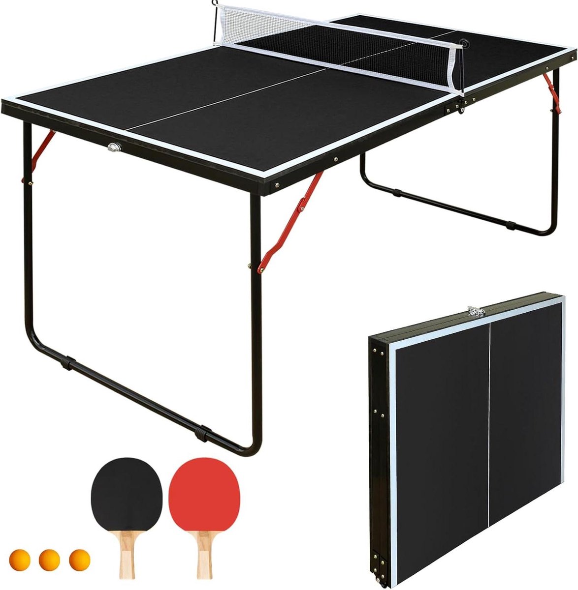 Tafeltennistafel - Mini Ping Pong Tafel - Binnen en Buiten Spelen - Opvouwbaar en Draagbaar - 137 x 76 cm