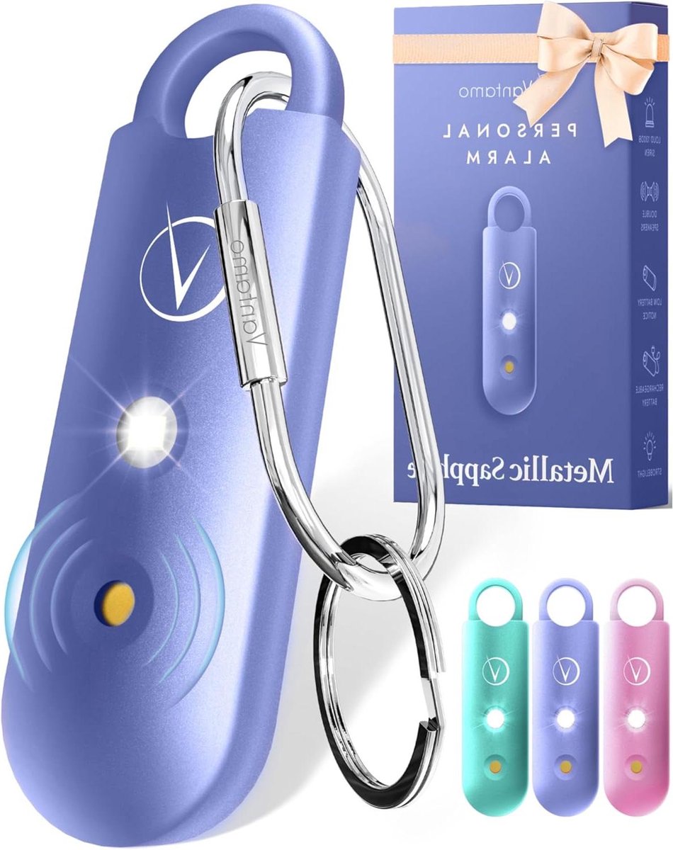 Persoonlijk Alarm - Zelfverdedigingsalarm Paniekalarm - Persoonlijke Veiligheid - Extra Luid 130dB - 97 millimeter - Metallic Saffier