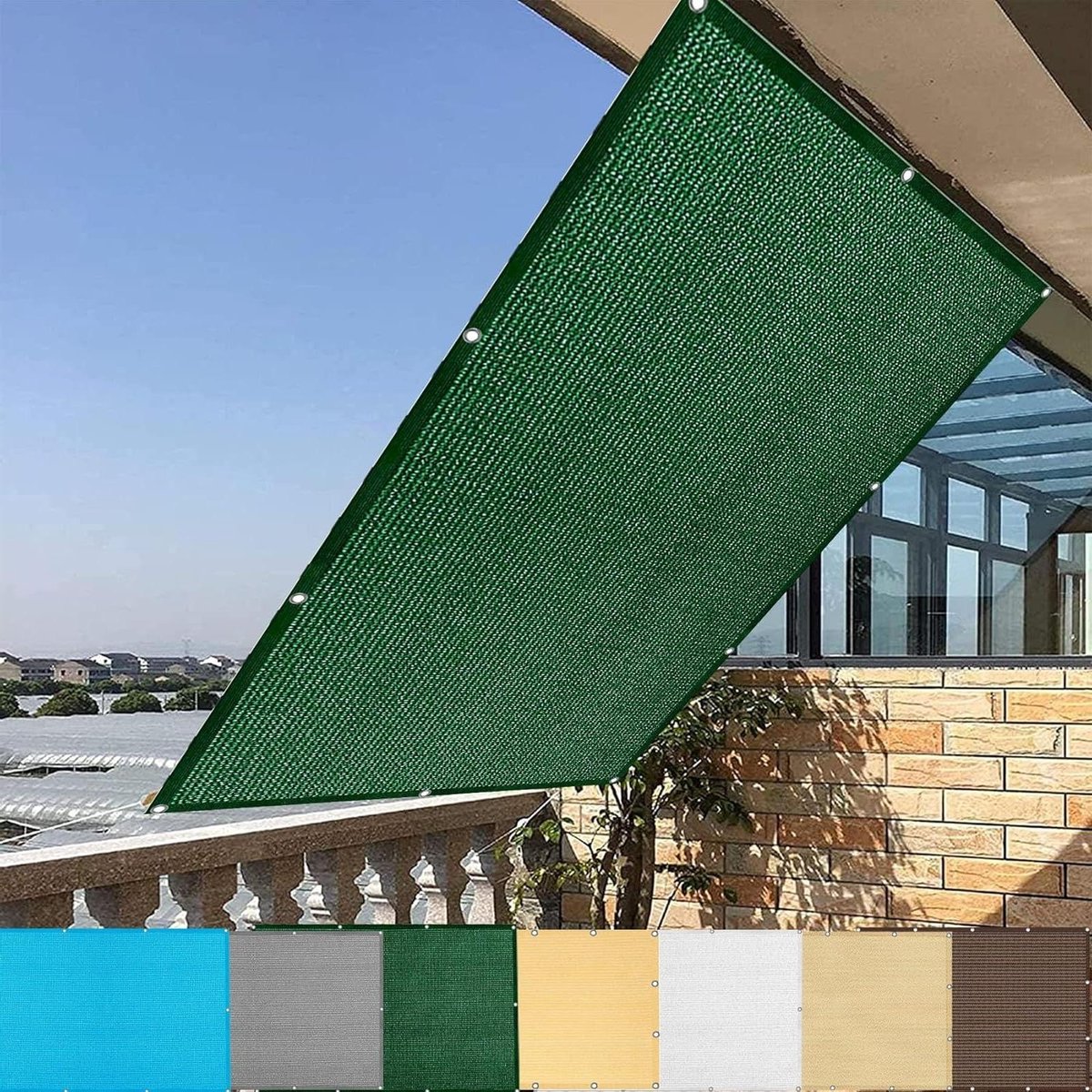 Scherm voor Kasafdekking - Balkon Privacy Scherm - UV Bescherming - Scheurvast HDPE Weefsel - 2.6x9.5m - Donkergroen