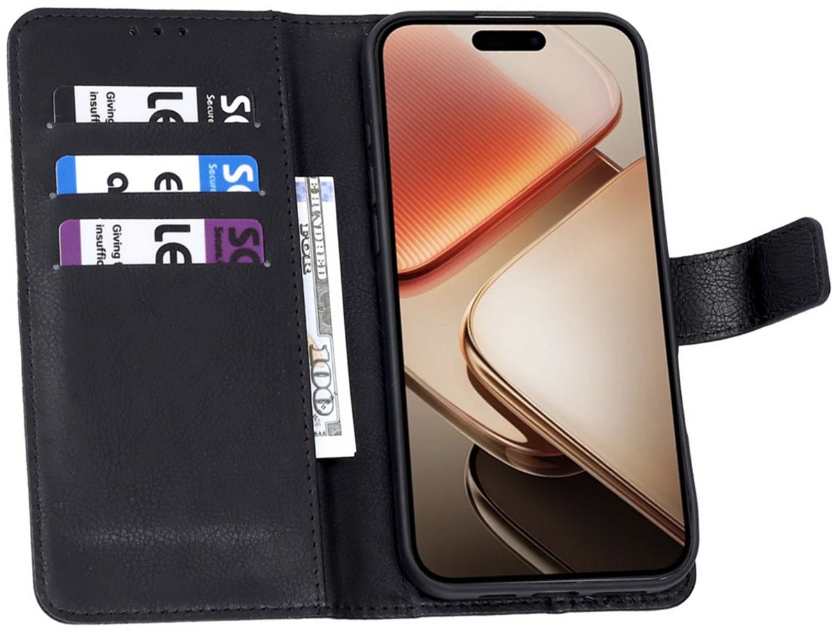 CaseBoutique Bookcase hoesje geschikt voor Oppo A6 - Effen Zwart - Kunstleer