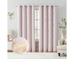 Verduisterende Gordijnen - Raambekleding Kinderkamer - Babykamer Decoratie - 90% Lichtblokkering - 2 Panelen 238cm - Roze Goud