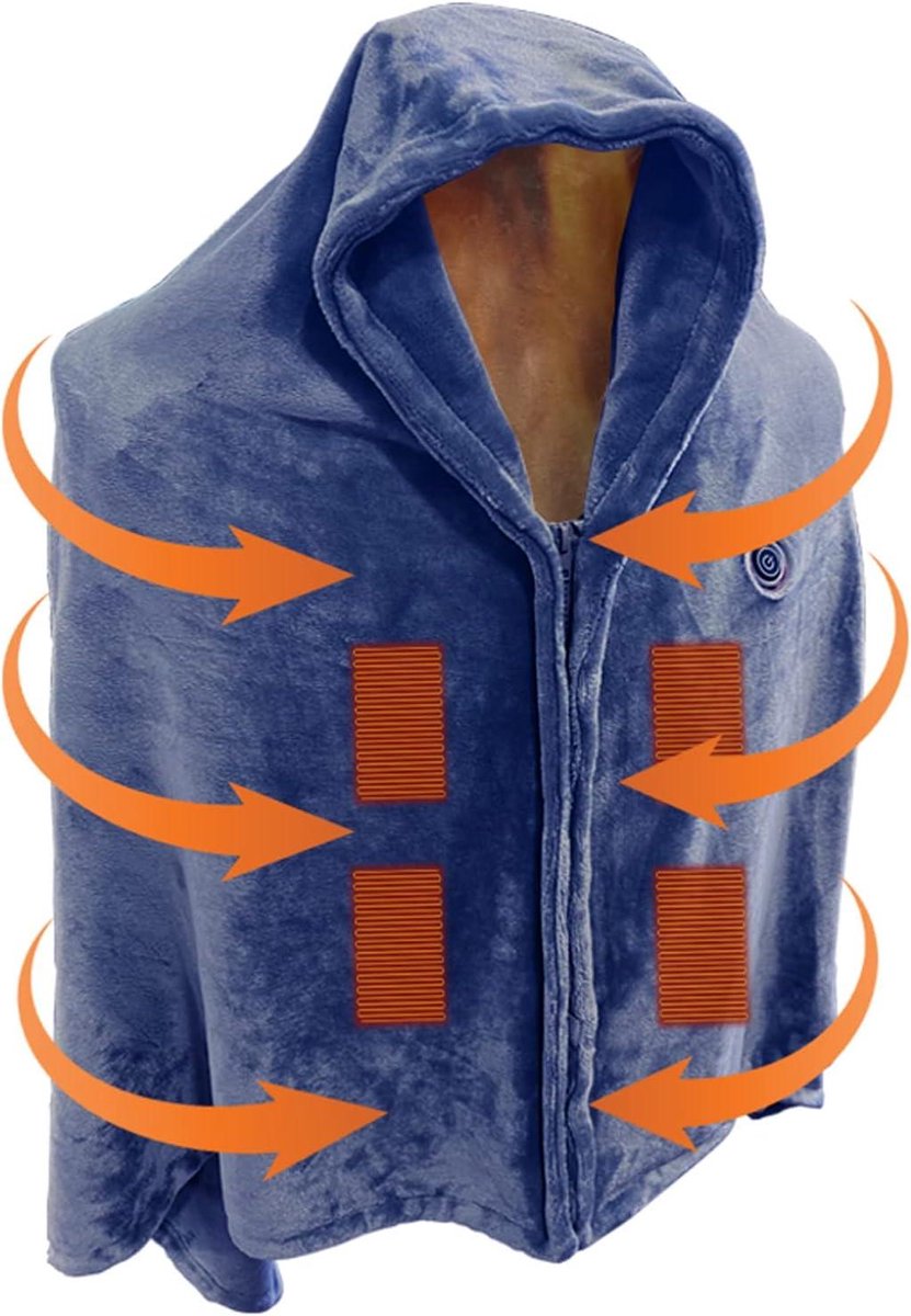 Verwarmde Deken Sjaal - Elektrische Wrap - Warm Blijven - USB Aangedreven - 150x80 cm - Blauw