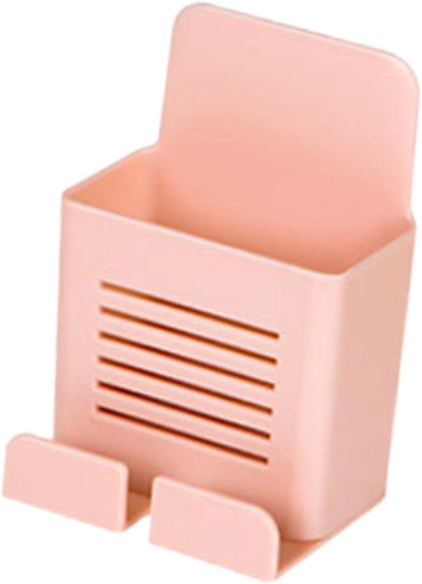 Afstandsbediening Houder - Oplaadstation Telefoon - Wandmontage Opslag - Ponsvrije Installatie - 63x51x94cm - Roze