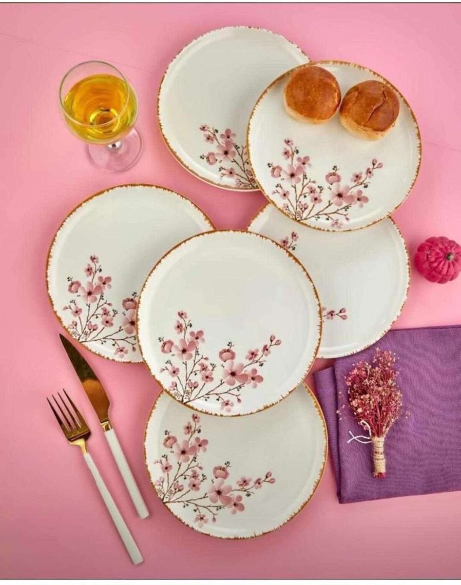Asir - Dessertbordenset (6 stuks) - Veelkleurig - 100% KERAMIEK - 22 x 22 x 14 cm