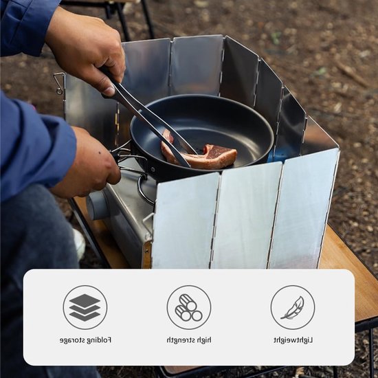 Vouwbare Aluminium Windscherm voor Gasfornuis - 10 Platen - Ideaal voor BBQ, Kamperen en Picknicks van Merkloos — afbeelding 3
