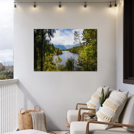 Forêt surplombant les glaciers Franz Josef et Fox en Nouvelle-Zélande Affiche de jardin 120x80 cm - Toile de jardin / Toile d'extérieur / Peintures pour l'extérieur (décoration de jardin)
