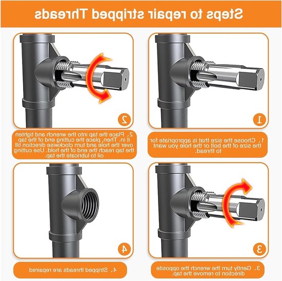 Set van 6 NPT Draadkappen voor PVC Buizen - Carbon Staal, Geschikt voor 1/8" tot 1" Buizen, Handgereedschap en Accessoires voor Loodgieterswerk — afbeelding 2