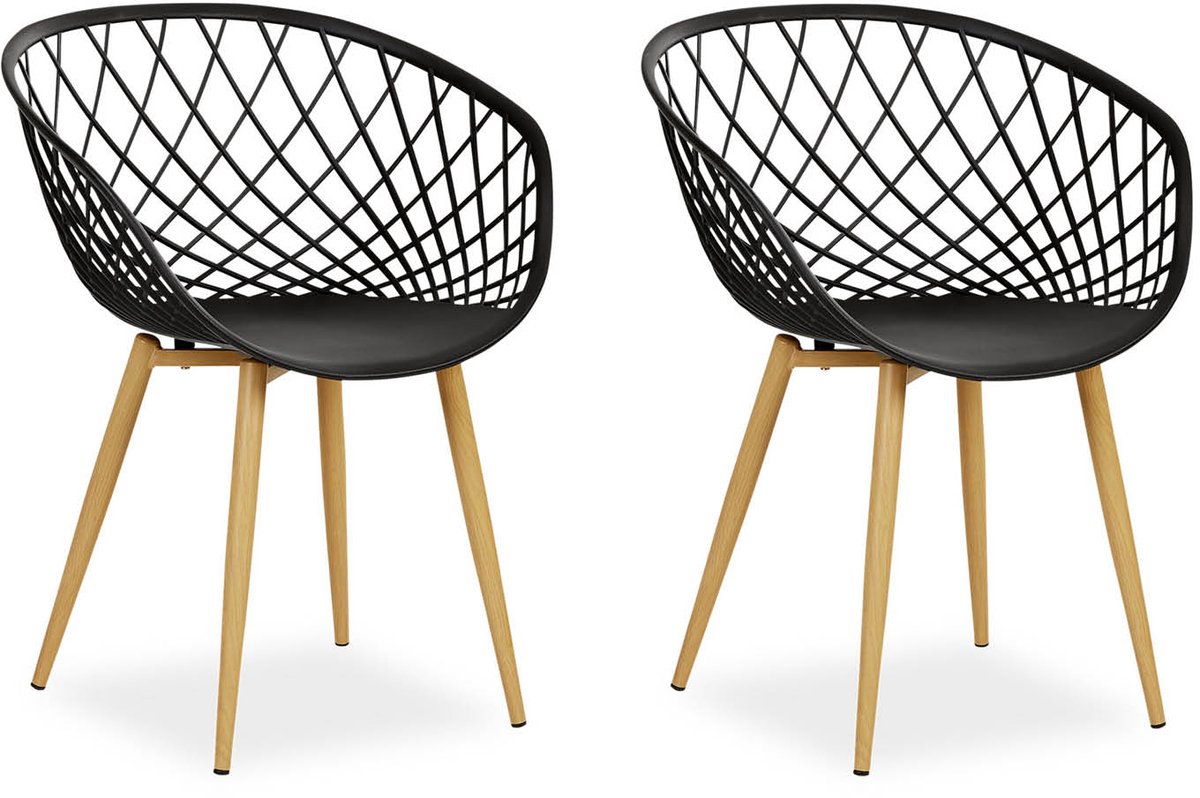 Homestyle4u Tuinstoelen - Set van 2 - Kunststof - Zwart