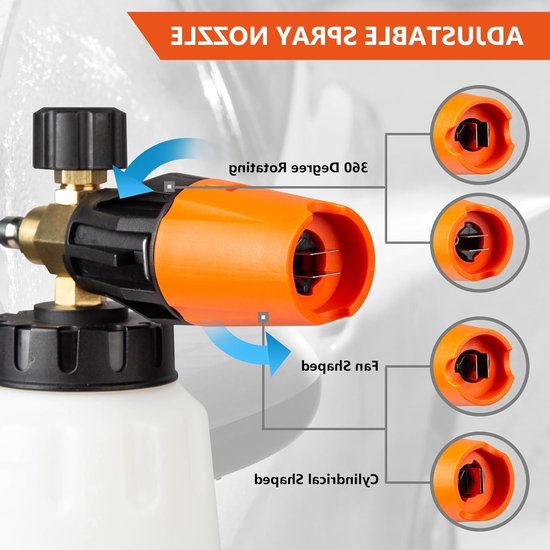 Hogedrukspuit met Schuimpistool 1L, 5 Spuitmonden en Adapter voor Kärcher K Series - 5200 PSI, Effectieve Reiniging en Gebruiksvriendelijk van Merkloos	 — afbeelding 3
