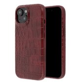 Selencia Hoesje - Geschikt voor Apple iPhone 15 - Croco Backcover geschikt voor MagSafe - Burgundy