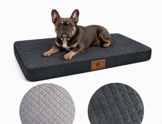 Hondenmat Gewatteerd 80x60 cm – Zachte Benchmat voor Hond – Comfortabel Hondenkussen, Ligmat en Reismat voor Kleine en Middelgrote Honden, grafiet