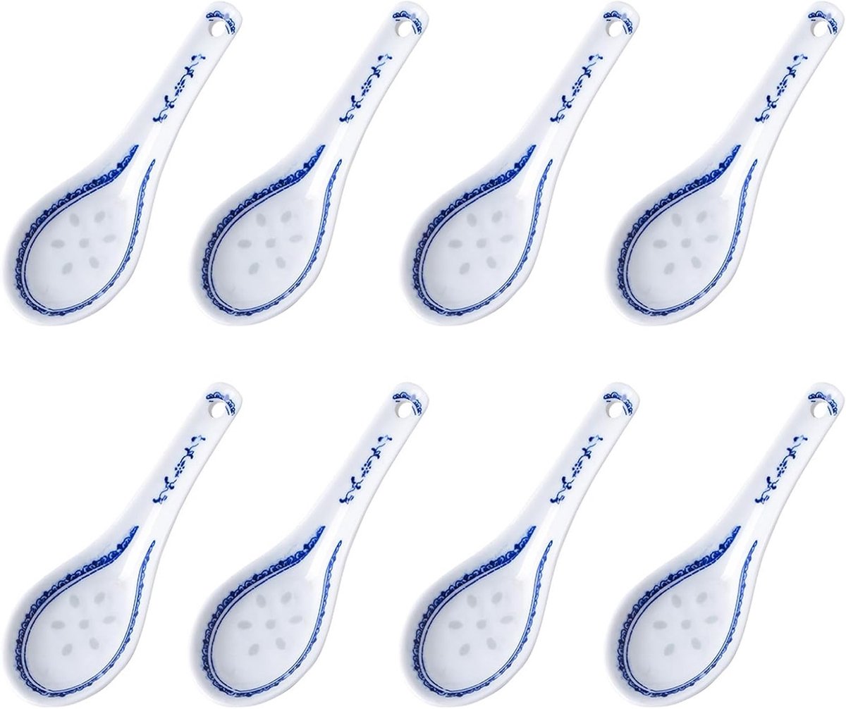 Vastsea 8 Pieces Porcelain Egg Spoon, Ceramic Spoon Long, Dessert Spoon, White Soup Ladle is Suitable for Restaurants - ShopVlot