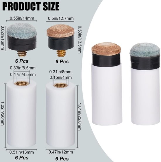 Allecto - Biljartkeupunten - Reservepunten - Hoogwaardige messing - Wit en grijsbruin - Biljartaccessoires - Geschikt voor biljartkeus - 24 stuks van Allecto — afbeelding 3