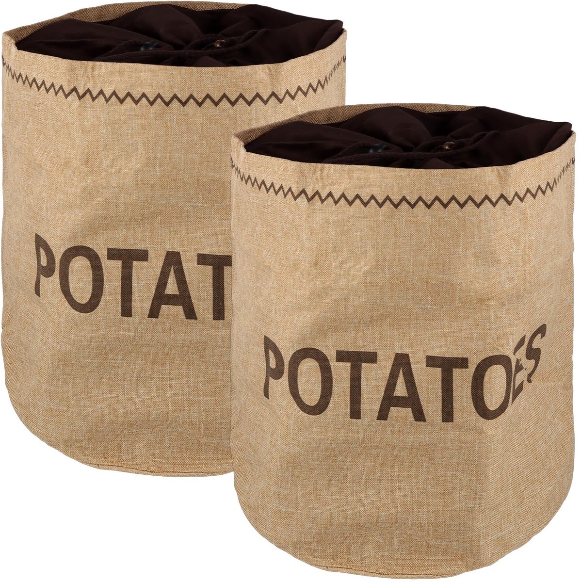 Allecto - Aardappel opbergzakken - Verduisterende voering - Bruin - Groentezak voor uien en knoflook - Ideaal voor langdurige opslag - 2 stuks